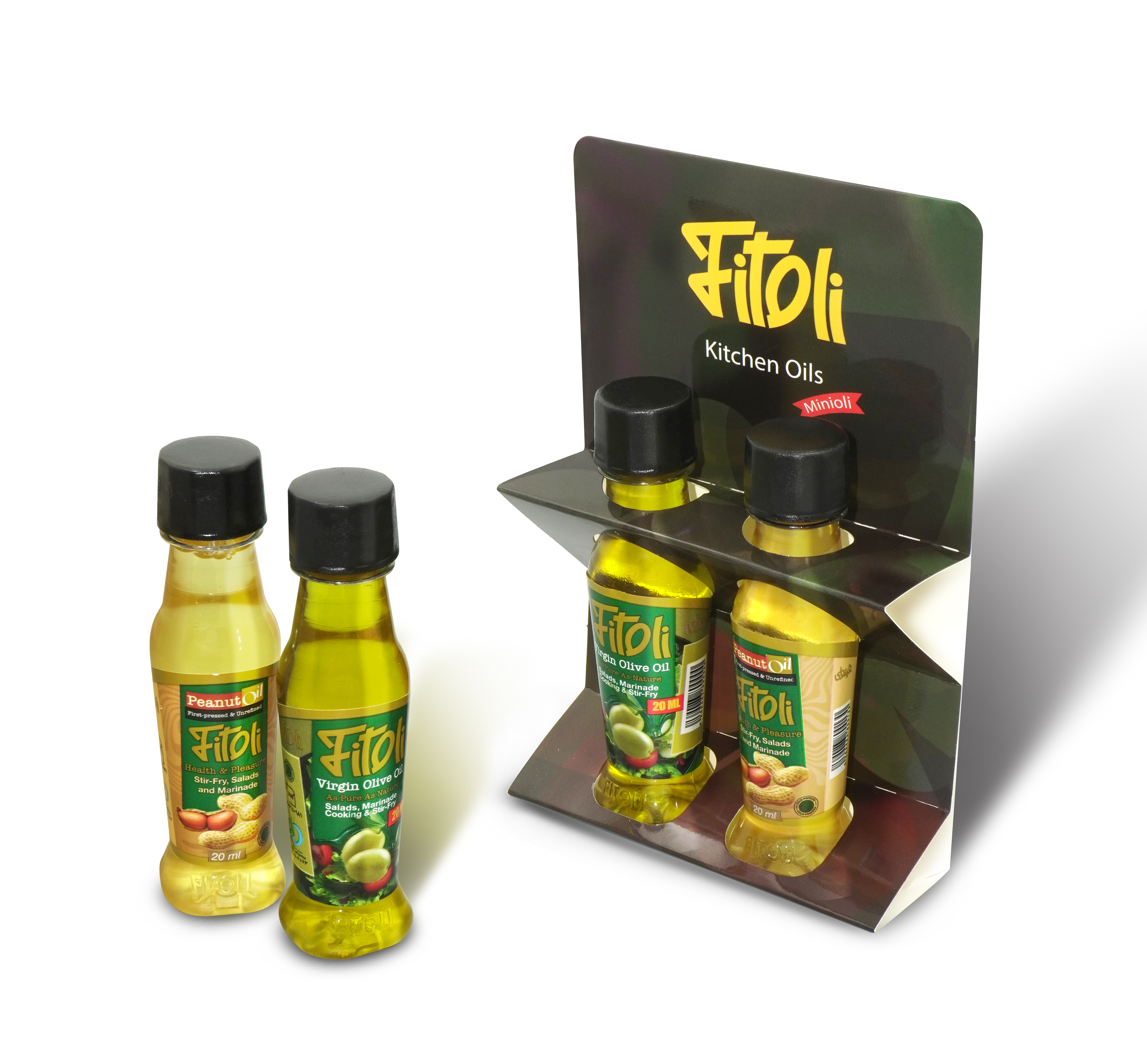 روغن زیتون بکر و روغن بادام زمینی بکر فیتولی - 20 میلی لیتر بسته 2 عددی